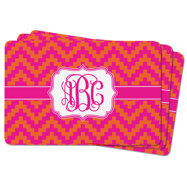 Pink & Orange Chevron Rectangular Fridge Magnet - THREE