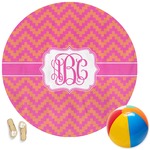 Pink & Orange Chevron Round Beach Towel (Personalized)