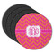 Pink & Orange Chevron Round Rubber Backed Coasters - Set of 4 (Personalized)