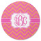 Pink & Orange Chevron Round Rubber Backed Coaster (Personalized)