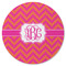 Pink & Orange Chevron Round Rubber Backed Coaster (Personalized)