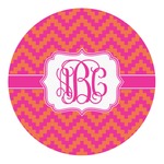 Pink & Orange Chevron Round Decal - Small (Personalized)