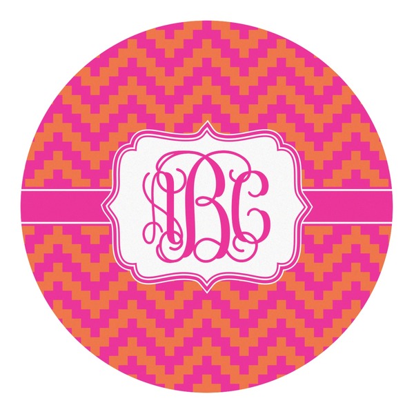 Custom Pink & Orange Chevron Round Decal - Small (Personalized)