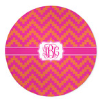 Pink & Orange Chevron 5' Round Indoor Area Rug (Personalized)