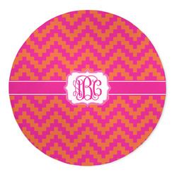 Pink & Orange Chevron 5' Round Indoor Area Rug (Personalized)
