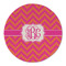 Pink & Orange Chevron Round Linen Placemats - FRONT (Double Sided)