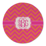 Pink & Orange Chevron Round Linen Placemat - Single Sided (Personalized)