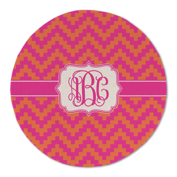 Custom Pink & Orange Chevron Round Linen Placemat (Personalized)