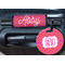 Pink & Orange Chevron Round Luggage Tag & Handle Wrap - In Context
