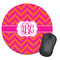 Pink & Orange Chevron Round Mouse Pad (Personalized)