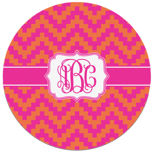 Pink & Orange Chevron Round Mousepad - APPROVAL
