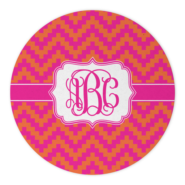 Pink & Orange Chevron Round Paper Coaster - Approval