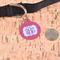 Pink & Orange Chevron Round Pet ID Tag - Large - In Context