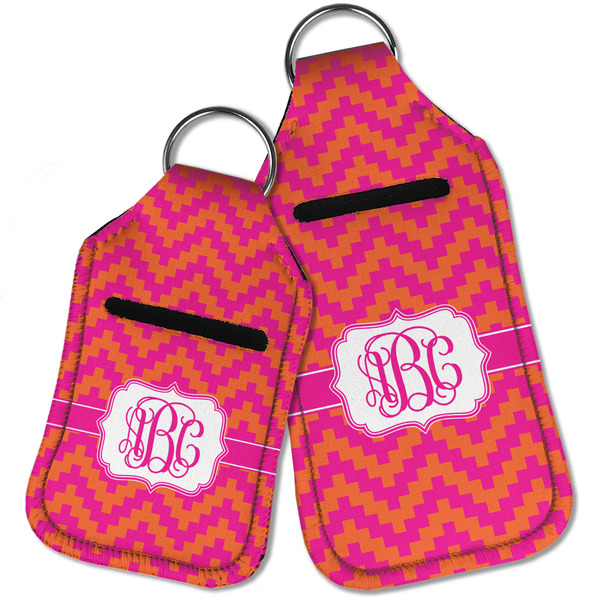 Pink & Orange Chevron Sanitizer Holder Keychain - Parent Main