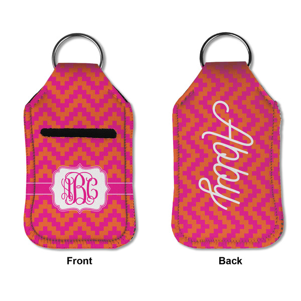 Pink & Orange Chevron Sanitizer Holder Keychain - Small APPROVAL (Flat)