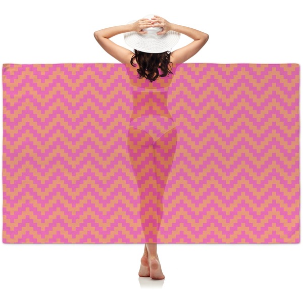 Custom Pink & Orange Chevron Sheer Sarong