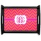 Pink & Orange Chevron Black Wooden Tray - Large (Personalized)