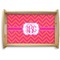 Pink & Orange Chevron Natural Wooden Tray - Small (Personalized)