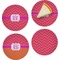 Pink & Orange Chevron Set of 4 Glass Appetizer / Dessert Plate 8" (Personalized)