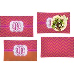 Pink & Orange Chevron Set of 4 Glass Rectangular Lunch / Dinner Plate (Personalized)