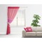 Pink & Orange Chevron Sheer Curtain With Window and Rod - in Room Matching Pillow
