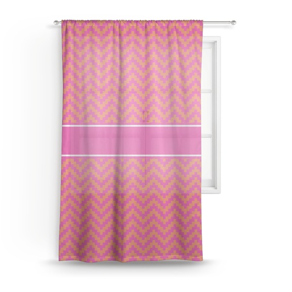 Custom Pink & Orange Chevron Sheer Curtain