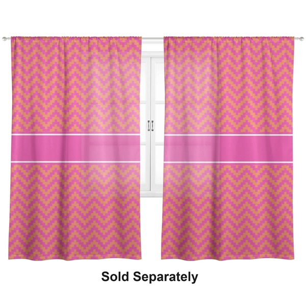 Pink & Orange Chevron Sheer Curtains