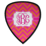 Pink & Orange Chevron Iron on Shield Patch A w/ Monogram