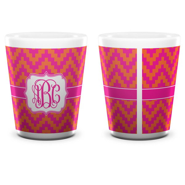 Pink & Orange Chevron Shot Glass - White - APPROVAL