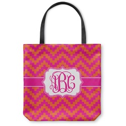 Pink & Orange Chevron Canvas Tote Bag (Personalized)