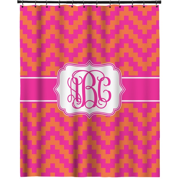Custom Pink & Orange Chevron Extra Long Shower Curtain - 70"x84" (Personalized)