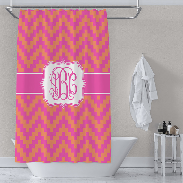 Pink & Orange Chevron Shower Curtain Lifestyle