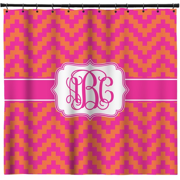 Custom Pink & Orange Chevron Shower Curtain (Personalized)