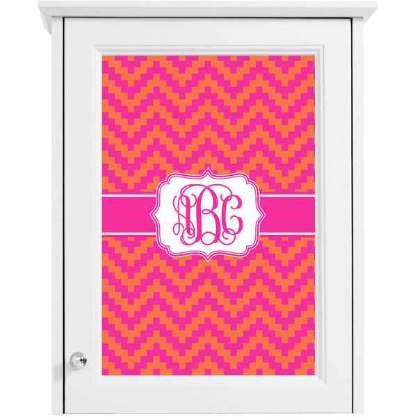 Pink & Orange Chevron Single White Cabinet Decal