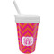 Pink & Orange Chevron Sippy Cup with Straw (Personalized)