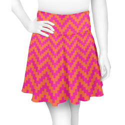 Pink & Orange Chevron Skater Skirt - Medium