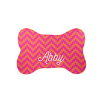 Pink & Orange Chevron Bone Shaped Dog Food Mat (Small) (Personalized)