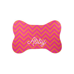 Pink & Orange Chevron Bone Shaped Dog Food Mat (Small) (Personalized)