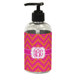 Pink & Orange Chevron Plastic Soap / Lotion Dispenser (8 oz - Small - Black) (Personalized)