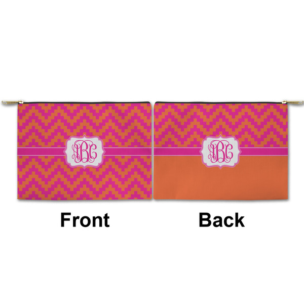Pink & Orange Chevron Small Zipper Pouch Approval (Front and Back)