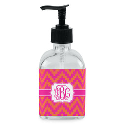 Pink & Orange Chevron Glass Soap & Lotion Bottle - Single Bottle (Personalized)