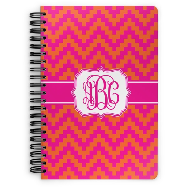 Custom Pink & Orange Chevron Spiral Notebook (Personalized)