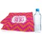 Pink & Orange Chevron Sports Towel Folded with Water Bottle