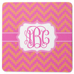 Pink & Orange Chevron Square Rubber Backed Coaster (Personalized)