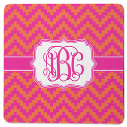 Pink & Orange Chevron Square Rubber Backed Coaster (Personalized)