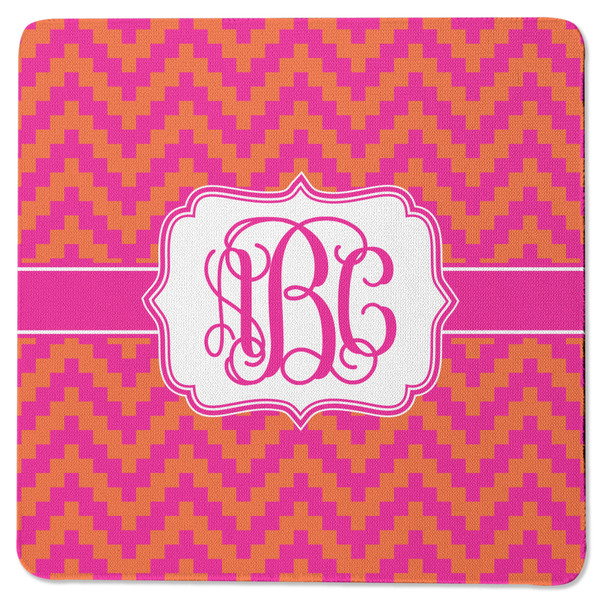Pink & Orange Chevron Square Coaster Rubber Back - Single