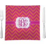 Pink & Orange Chevron Glass Square Lunch / Dinner Plate 9.5" (Personalized)