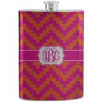 Pink & Orange Chevron Stainless Steel Flask (Personalized)