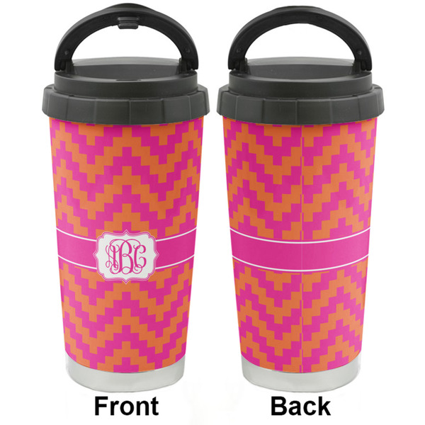 Pink & Orange Chevron Stainless Steel Travel Cup - Apvl