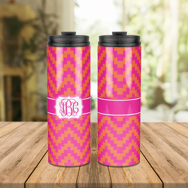 Pink & Orange Chevron Stainless Steel Tumbler - Lifestyle